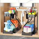 2-Tier L Shape Sliding Under Sink Organizer – Pull Out Storage Rack