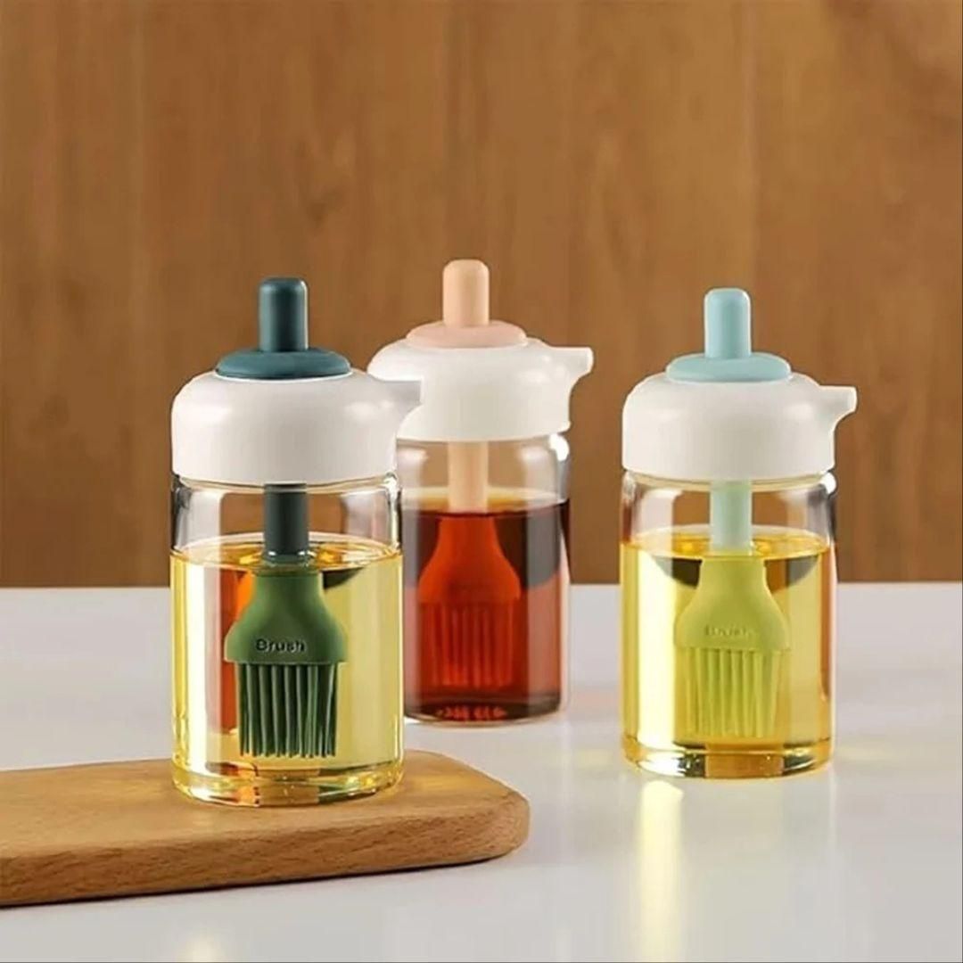 🧴 Plastic 2-in-1 Oil Dispenser Bottle with Silicone Brush – 250 ml