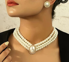 Elegant Artificial Pearl Necklace – White